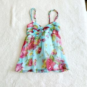 New Abercrombie & Fitch Blue Floral Babydoll Top